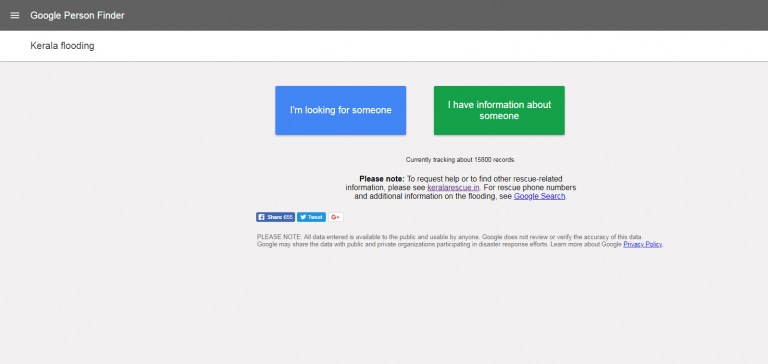喀拉拉邦洪水：谷歌推出&ldquo;人员发现者&rdquo;申请