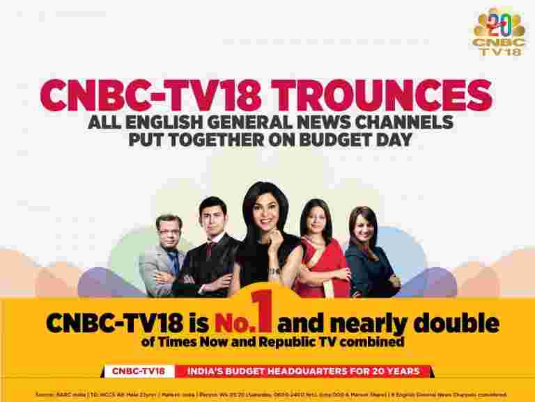 CNBC-TV18占主导地位预算日，全印度广告率为75.1％
